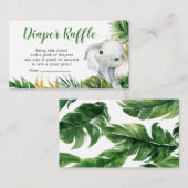 Tropische Olifant Boy Baby shower Luier Raffle Informatiekaartje (Voorkant / Achterkant)