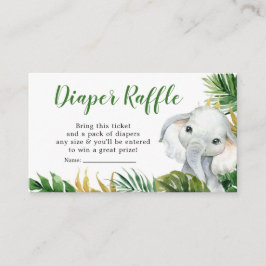 Tropische Olifant Boy Baby shower Luier Raffle Informatiekaartje