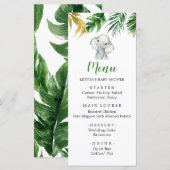 Tropische Olifant Boy Baby shower Menu Sign (Voorkant / Achterkant)