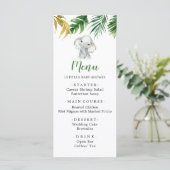 Tropische Olifant Boy Baby shower Menu Sign (Staand voorkant)