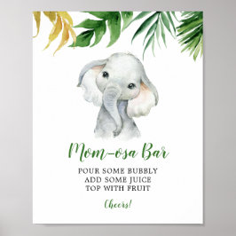 Tropische Olifant Boy Baby shower Mom-osa Bar Poster