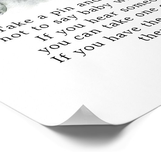 Tropische Olifant Boy Baby shower zeg geen Baby Poster (Hoek)