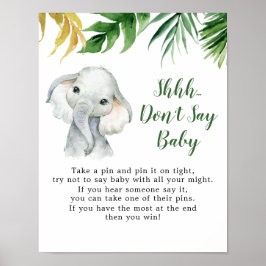 Tropische Olifant Boy Baby shower zeg geen Baby Poster
