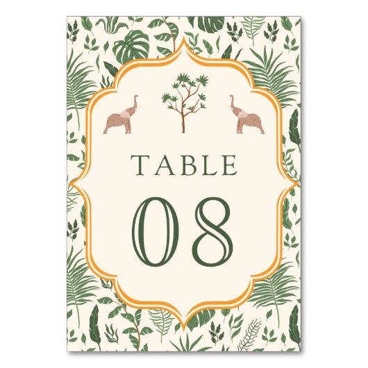 Tropische olifant Indische bruiloft Kaart (Voorkant)