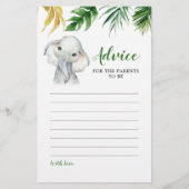 Tropische Olifant Jongen Baby shower Advies Kaart (Voorkant)