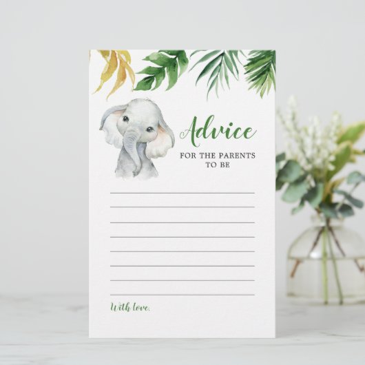 Tropische Olifant Jongen Baby shower Advies Kaart (Staand voorkant)