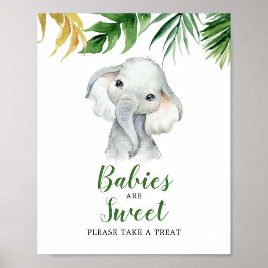 Tropische Olifant Jongen Baby shower Baby's zijn Z Poster (Voorkant)