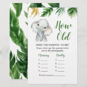 Tropische Olifant Jongen Baby shower Hoe Oude Oude (Voorkant / Achterkant)