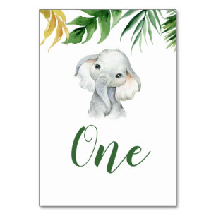 Tropische Olifant Jongen Baby shower Tafelnummer