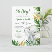 Tropische Olifant Jongen Baby shower Uitnodiging (Staand voorkant)