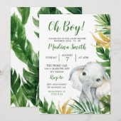 Tropische Olifant Jongen Baby shower Uitnodiging (Voorkant / Achterkant)