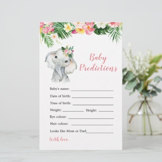 Tropische Olifant Meisje Baby shower Baby Voorspel (Staand voorkant)