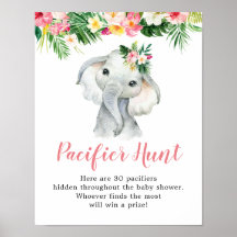 Tropische Olifant Meisje Baby shower Fopspeen Hunt