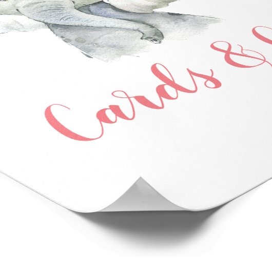 Tropische Olifant Meisje Baby shower Kaarten & Ges Poster (Hoek)