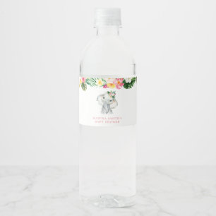 Tropische Olifant Meisje Baby shower Waterfles Etiket