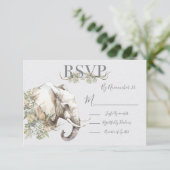 Tropische Olifant Trouwantwoordkaarten RSVP (Staand voorkant)