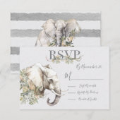 Tropische Olifant Trouwantwoordkaarten RSVP (Voorkant / Achterkant)