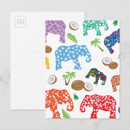 Tropische olifanten briefkaart (Voorkant / Achterkant)