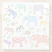 Tropische olifanten glazen onderzetter (Achterkant)