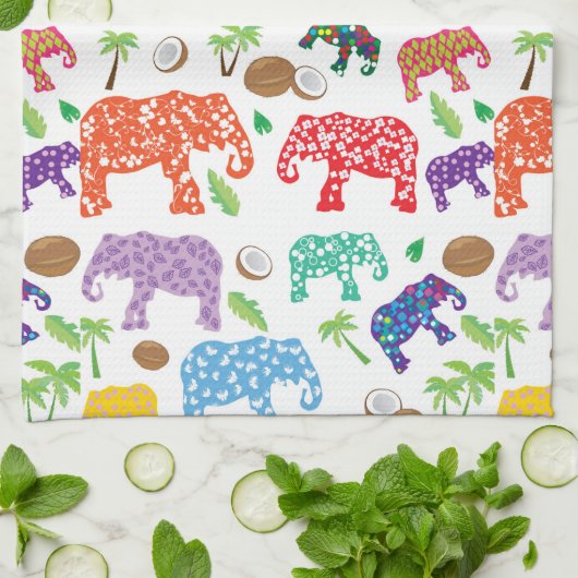 Tropische olifanten theedoek (Gevouwen)