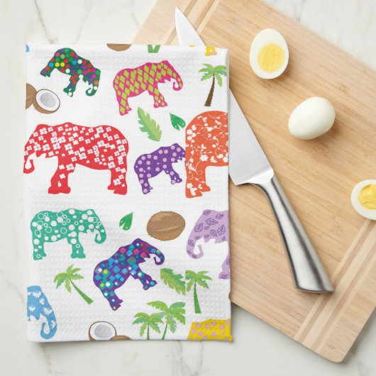Tropische olifanten theedoek (Quarter Fold)