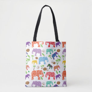Tropische olifanten tote bag