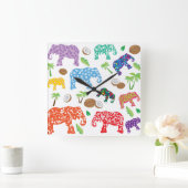 Tropische olifanten vierkante klok (Huis)