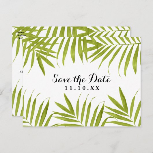 Tropische olifanten zomerbruiloft sparen de datum aankondigingskaart (Voorkant / Achterkant)