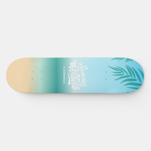Tropische Ombre Beach Zomer Vibes Monogram Persoonlijk Skateboard (Horizontaal)