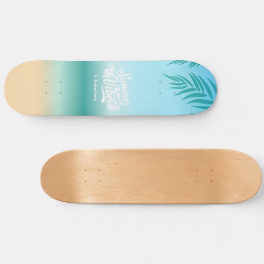 Tropische Ombre Beach Zomer Vibes Monogram Persoonlijk Skateboard (Horizontaal)
