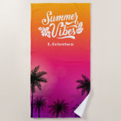 Tropische Ombre Zomernacht Monogram Strandlaken (Voorkant)