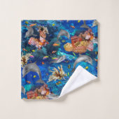 Tropische onderwaterdolfijnen en vissen bad handdoek (Wasdoekje)