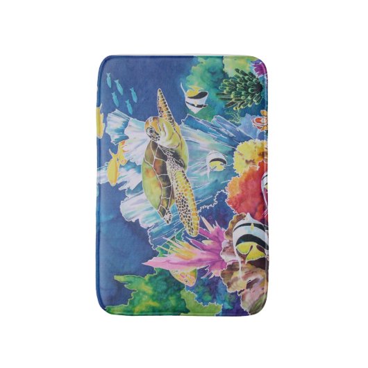 Tropische onderwaterscène badmat (Voorkant Verticaal)