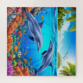 Tropische onderwaterscène met dolfijnen legpuzzel (Horizontaal)