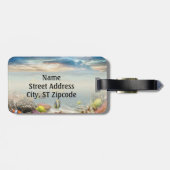 Tropische onderzeese koraalrif bagagelabel (Achterkant horizontaal)