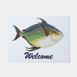Tropische Opah-vis, Vintage Mariene Aquatische Die Deurmat