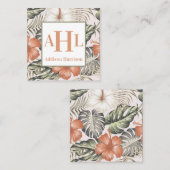 Tropische oproepkaart, Monogram Behuizing Vierkante Visitekaartje (Voorkant / Achterkant)