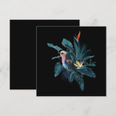 Tropische opstelling met bladeren, bloemen en voge kaart (Voorkant / Achterkant)