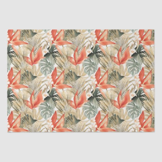 Tropische Oranje Anthurium Bloemige Bruiloft Feest Tissuepapier (Voorkant)