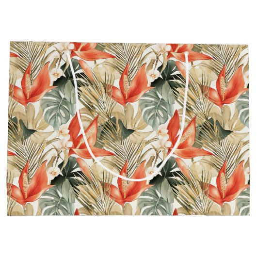 Tropische Oranje Anthurium Bloemrijke Bruidsdouche Groot Cadeauzakje (Achterkant)