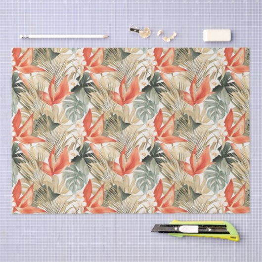 Tropische Oranje Anthurium Bloemrijke Bruidsdouche Tissuepapier (Craft)