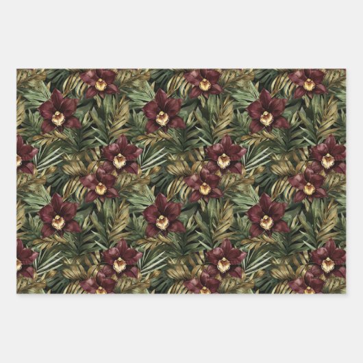 Tropische Oranje Anthurium Orchidee Bloemige Bruil Inpakpapier Vel (Voorkant 3)