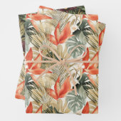 Tropische Oranje Anthurium Orchidee Bloemige Bruil Inpakpapier Vel (In situ)