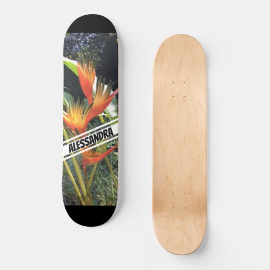 Tropische Oranje Bloem Persoonlijk Skateboard (Voorkant)