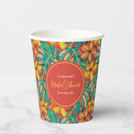 Tropische Oranje en Gele Bloem Bruiloft Papieren Bekers