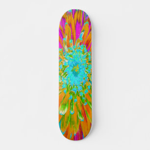 Tropische Oranje en Heet Roze Sierdahlia Persoonlijk Skateboard