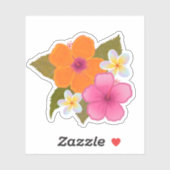 TROPISCHE ORANJE HIBISCUS PLUMERIA HAWAÏNE FLOWERS STICKER (Vel)