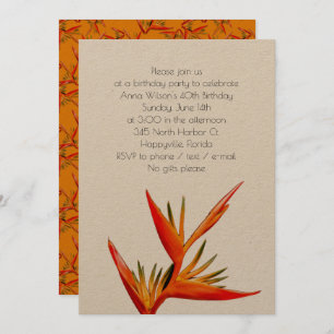 Tropische Oranje paradijsvogel uitnodiging