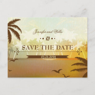 Tropische Oranje strandbestemming Save the Date Aankondigingskaart