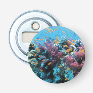 Tropische Oranje vis en roze koraal Button Flesopener